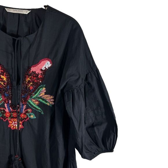 Zara Embroidered Parrot Puff Sleeve Romper Dress - Picture 8 of 11